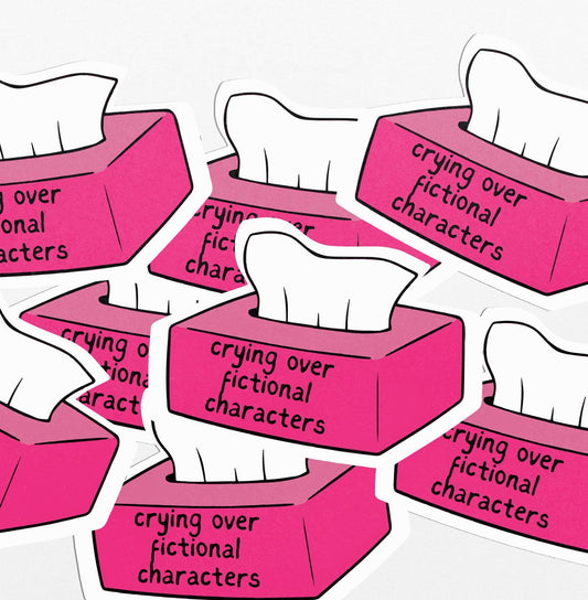 Crying Over Fictional Characters Sticker - PulpKo