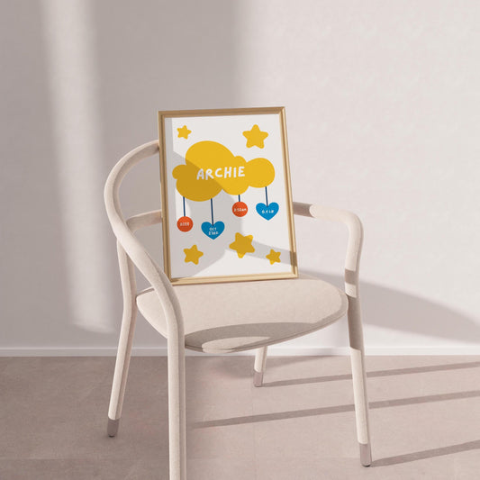 Personalised New Baby Wall Art Print, Perfect for New Baby Gift - PulpKo