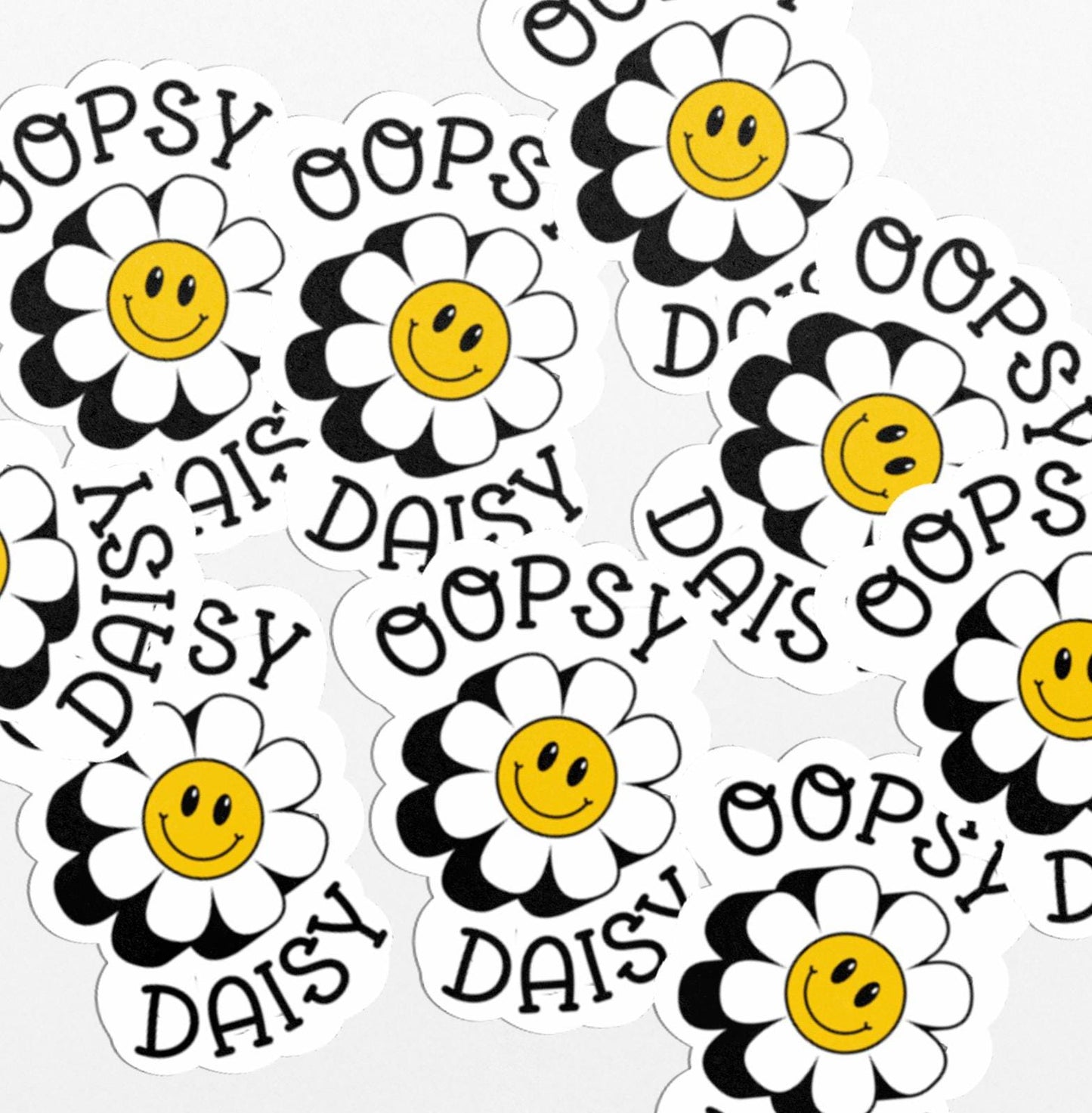 Oopsy Daisy, Waterproof Vinyl Decal for Laptops and Water Bottles - PulpKo
