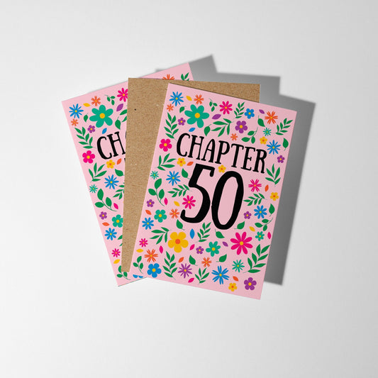 Chapter 50, Bright Floral 50th Birthday Card - PulpKo