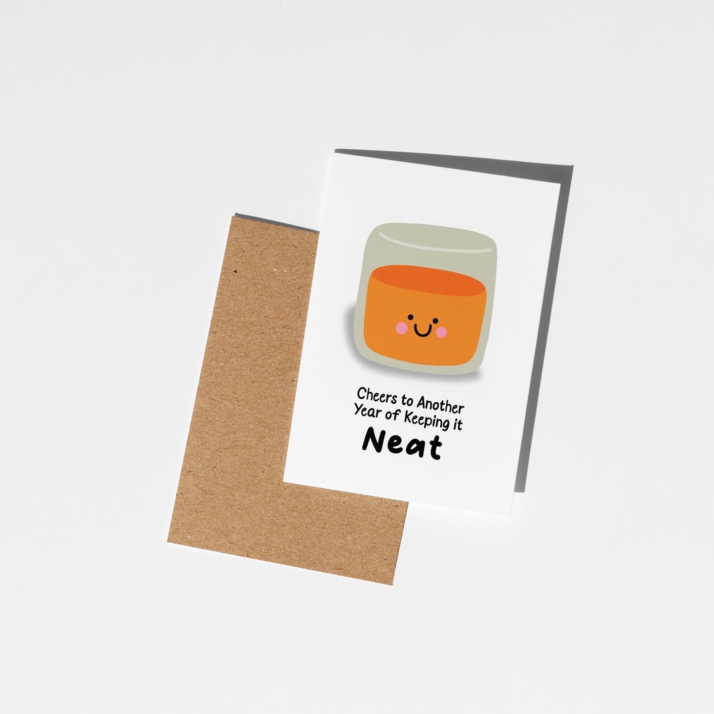 Whiskey Birthday Card, Cheers to Another Year of Keeping it Neat, Birthday Card for Him, Dad Card, Husband - PulpKo