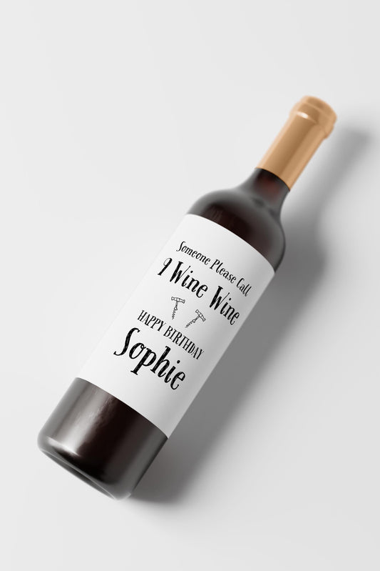 Personalised 9 Wine Wine Bottle Label, Custom Birthday Label for Wine Bottle - PulpKo