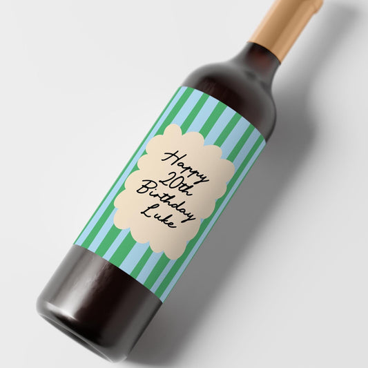 Personalised Happy Birthday Wine Label Gift, Any Age Personalized Bottle Sticker - PulpKo
