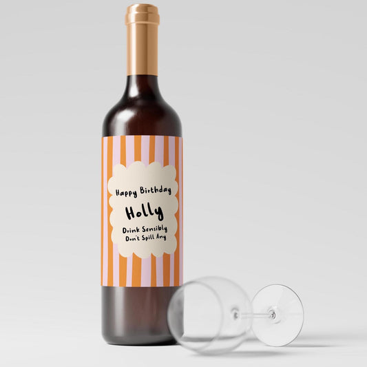 Funny Personalised Birthday Wine Label, Personalised Drink Sensibly Sticker, Custom Gift for Her or Him - PulpKo