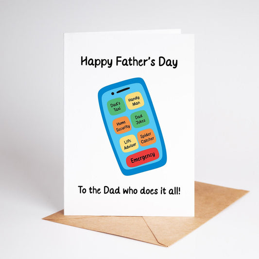 Dad Birthday Card, For the Dad Who Does It All, Happy Birthday Dad - PulpKo
