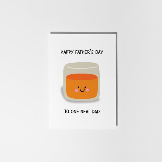 To One Neat Dad, Funny Minimalist Father’s Day Card for Whisky Lovers - PulpKo