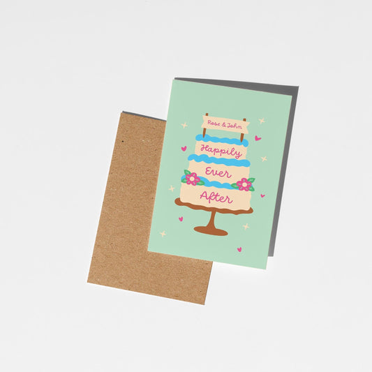 Personalised Happily Ever After Wedding Card, Personalized Wedding Day Card, Congrats Wedding Card, Congratulations Card - PulpKo