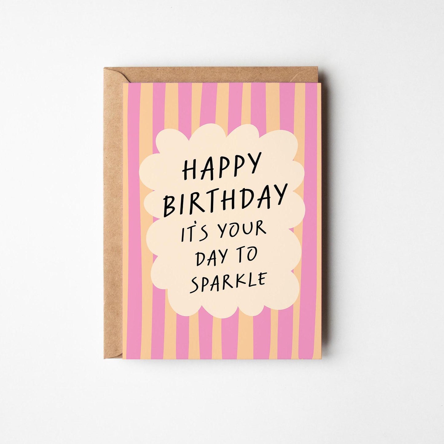 It's Your Day to Sparkle Birthday Card, Pink Striped Birthday Card for Her, Best Friend, Sister, Mum - PulpKo