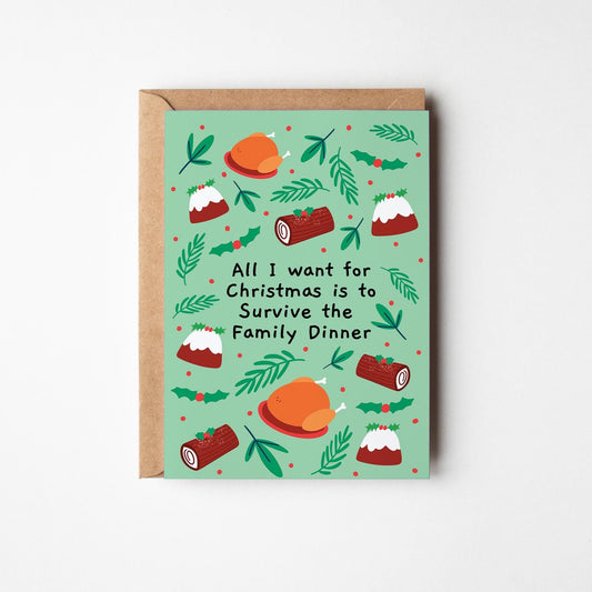 Funny Christmas Card: Family Dinner Survival - PulpKo