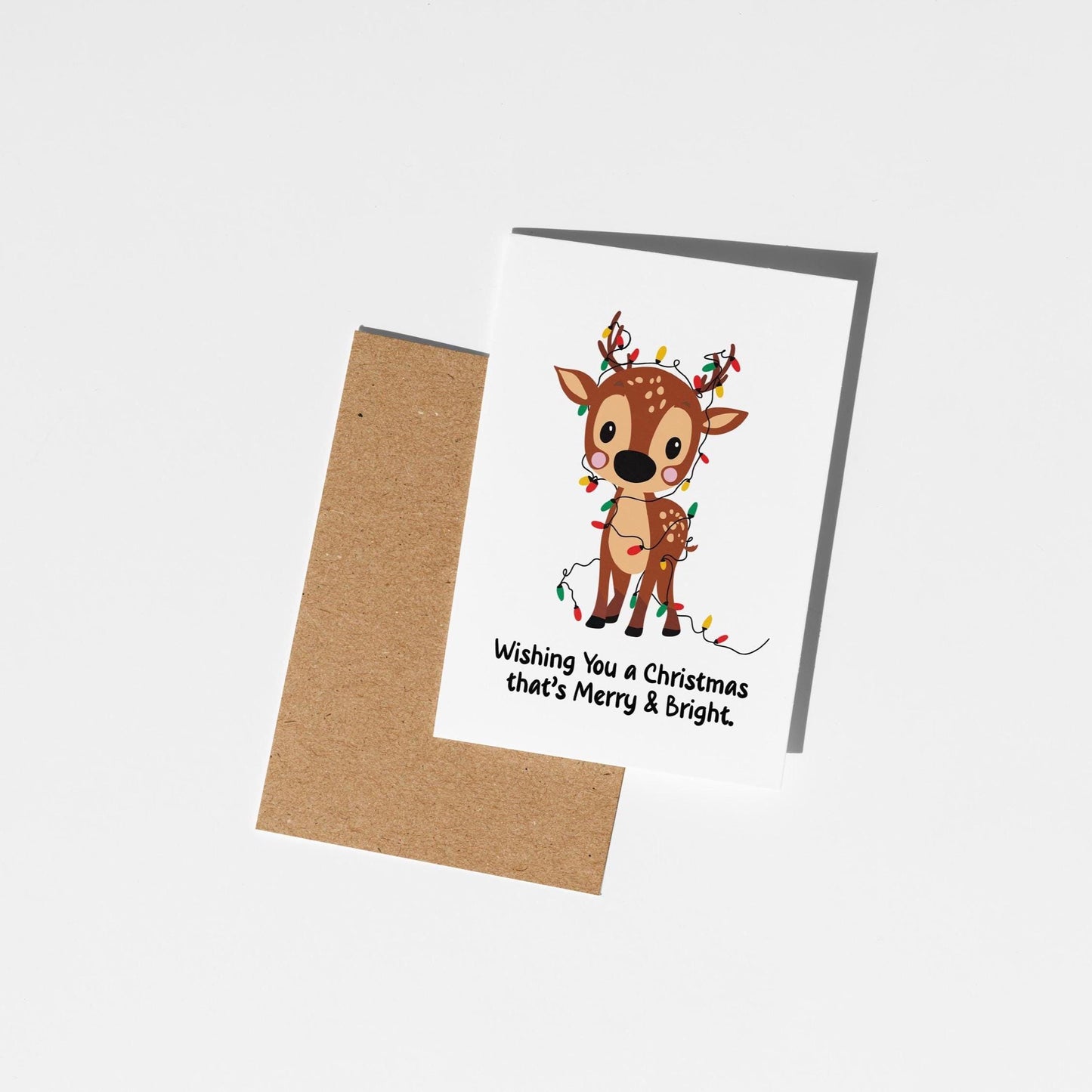 Merry & Bright Reindeer Christmas Card - PulpKo