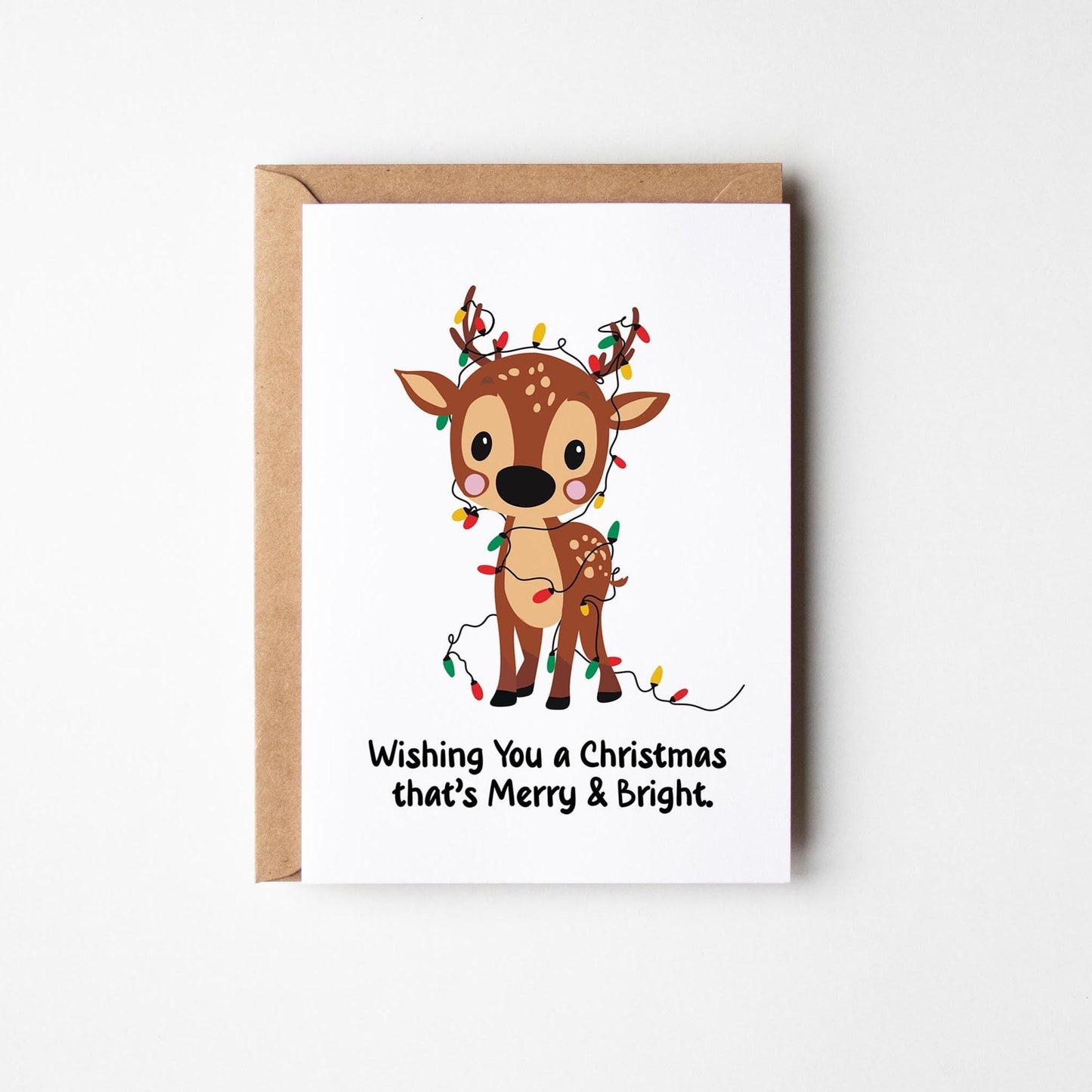 Merry & Bright Reindeer Christmas Card - PulpKo