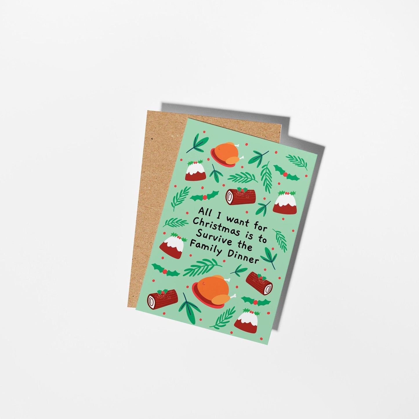 Funny Christmas Card: Family Dinner Survival - PulpKo