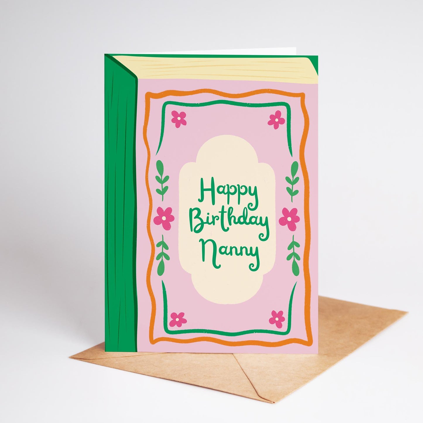 Happy Birthday Nanny Card; Colourful Book Greeting Card - PulpKo