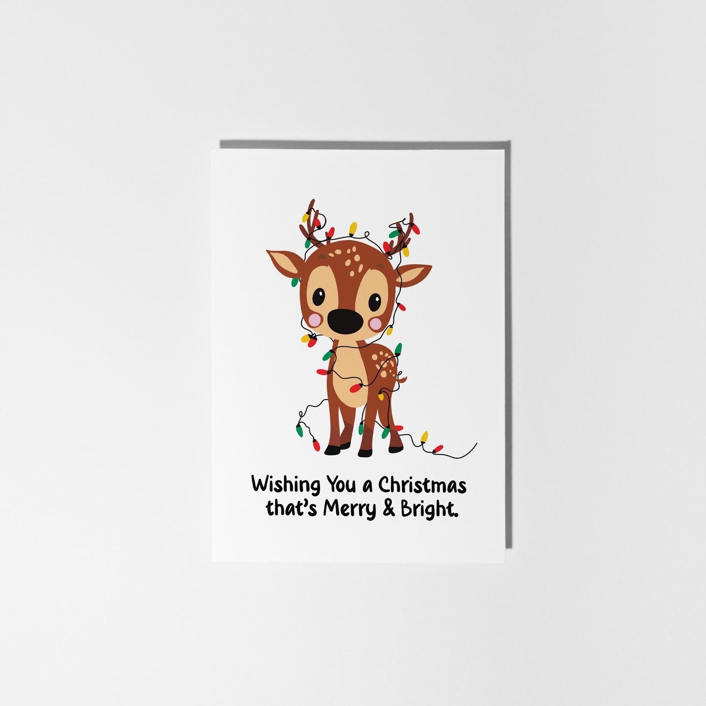 Merry & Bright Reindeer Christmas Card - PulpKo