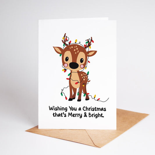 Merry & Bright Reindeer Christmas Card - PulpKo