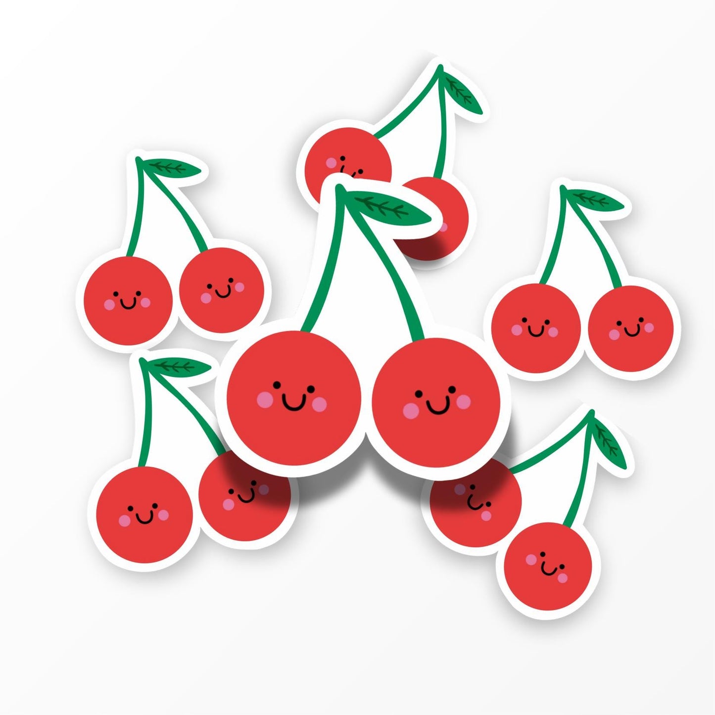 Cute Cerry Sticker; Kawaii Fruit Vinyl Sticker - PulpKo