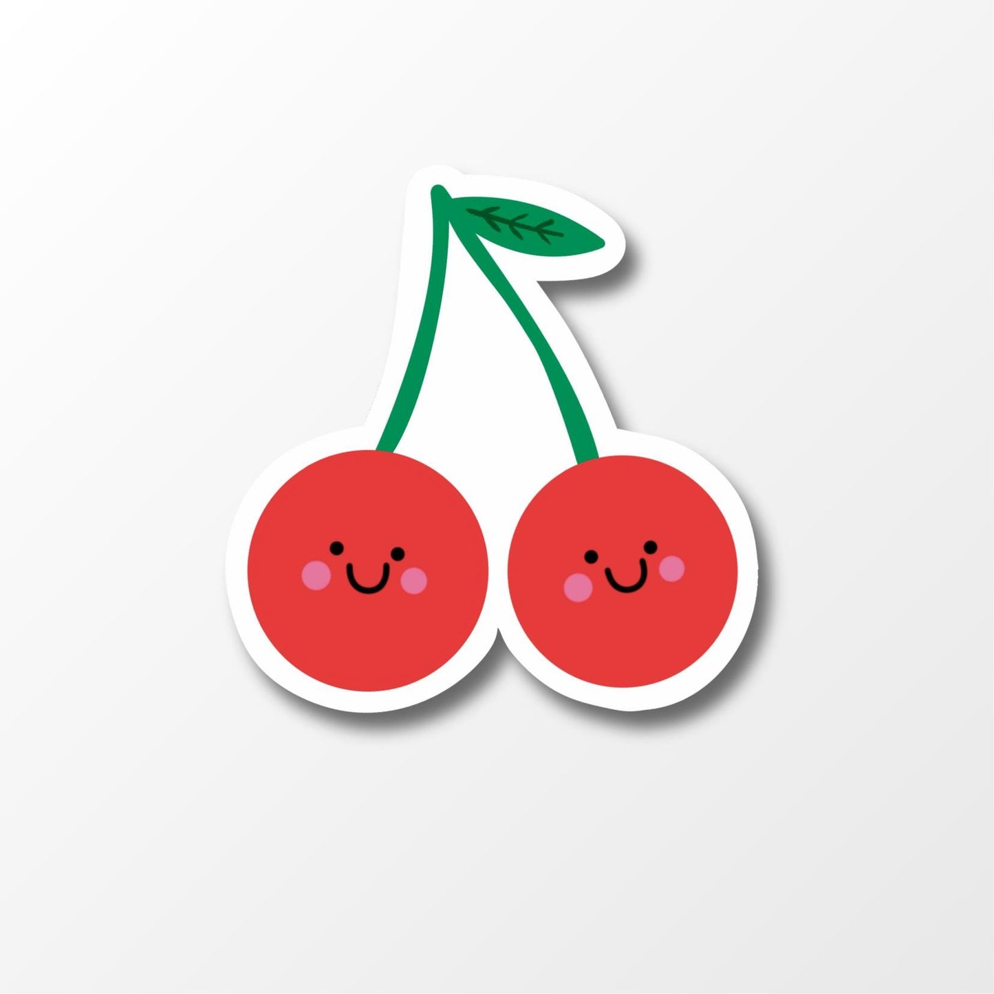 Cute Cerry Sticker; Kawaii Fruit Vinyl Sticker - PulpKo