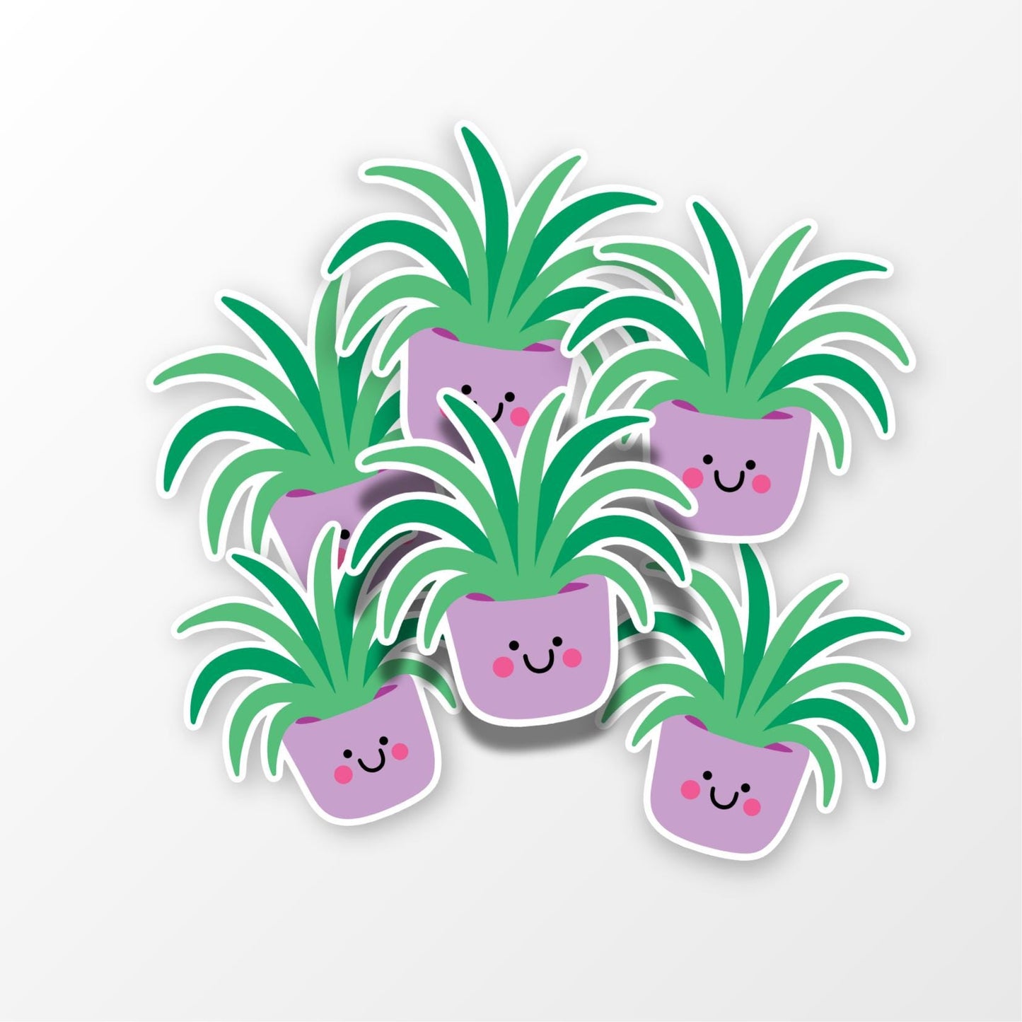 Purple Plant Pot Sticker; Smiling Plant Vinyl Sticker - PulpKo