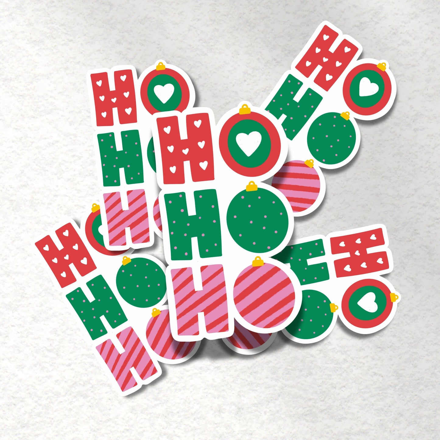 Ho Ho Ho Sticker; Christmas Bauble Vinyl Sticker - PulpKo