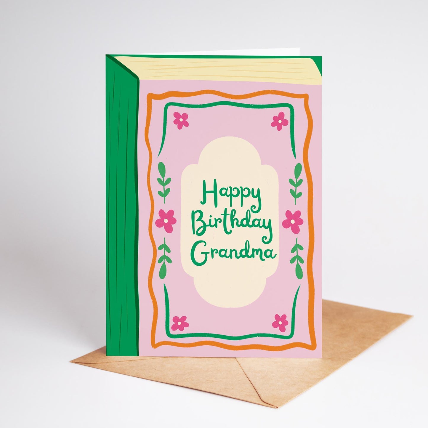 Happy Birthday Grandma Card; Cute Book Greeting Card - PulpKo