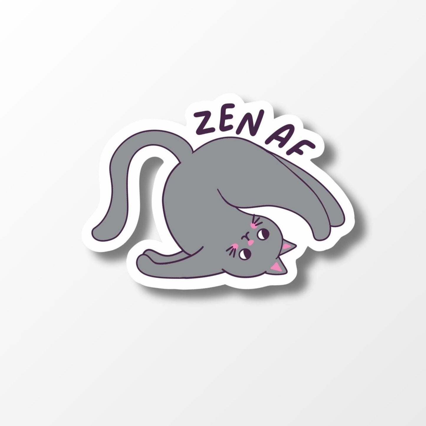 Zen AF Cat Sticker, Funny Yoga Cat Vinyl Sticker - PulpKo