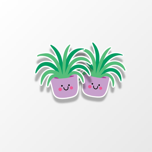 Purple Plant Pot Sticker; Smiling Plant Vinyl Sticker - PulpKo