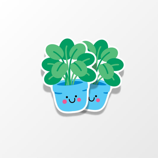 Happy Plant Sticker; Cute Vinyl Sticker for Planners, Bottles & Scrapbooks - PulpKo