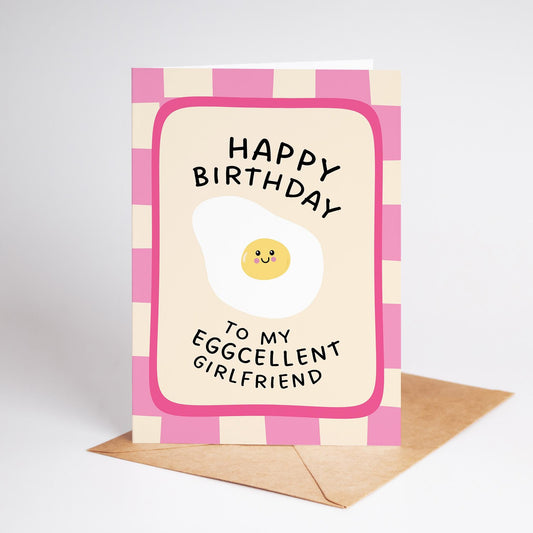 Eggcellent Girlfriend Birthday Card, Birthday Card for Girlfriend - PulpKo