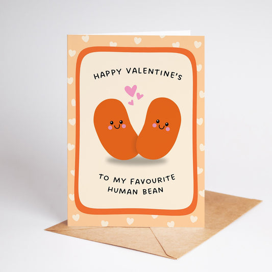 Cute Funny Valentine’s Card, To My Favourite Human Bean, Valentine’s Card for Partner, Boyfriend or Girlfriend - PulpKo