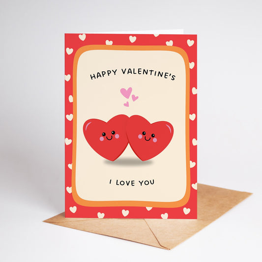 Happy Valentine’s, I Love You, Valentine’s Day Card, Illustrated Valentines Card - PulpKo