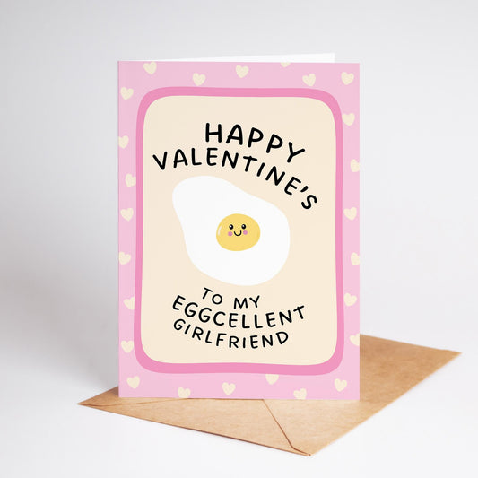 Funny Valentine’s Card for Girlfrien, Happy Valentine's to My Eggcellent Girlfriend - PulpKo