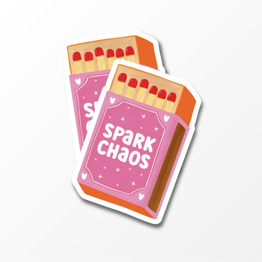 Spark Chaos Sticker, Girly Matchbox Vinyl Sticker, Funny Aesthetic Sticker - PulpKo