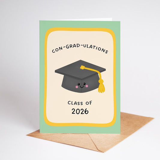 Class of 2026 Graduation Card, Congratulations Grad Card, Cute Congrats Card - PulpKo