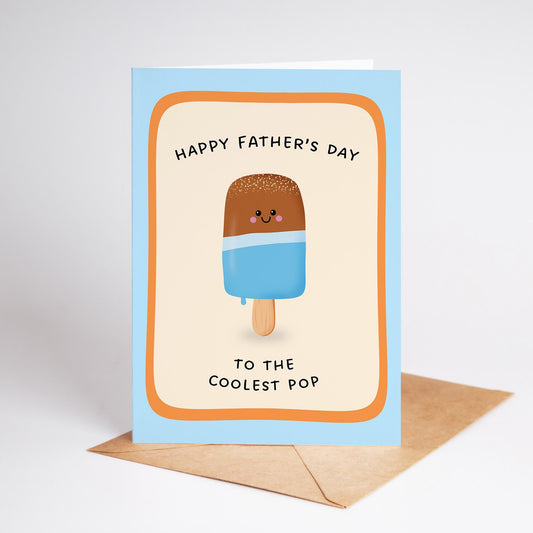 Coolest Pop Father’s Day Card, Funny Dad Card, Cute Ice Cream Dad Card from Kids - PulpKo