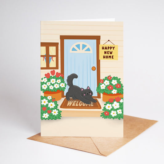 New Home Card, Housewarming Card, Cute Moving House Card, New Home Gift, Illustrated Home Card - PulpKo
