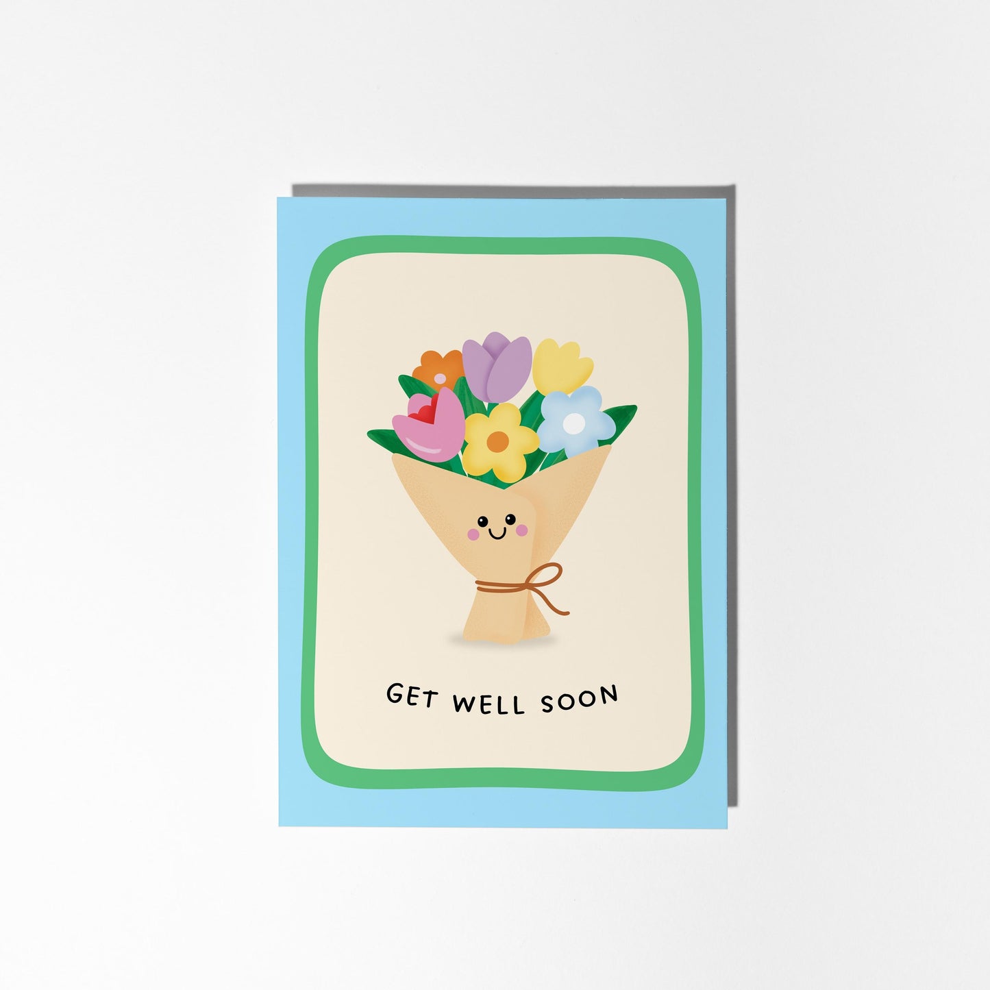 Get Well Soon Card, Cute Get Well Card, Flowers Card - PulpKo