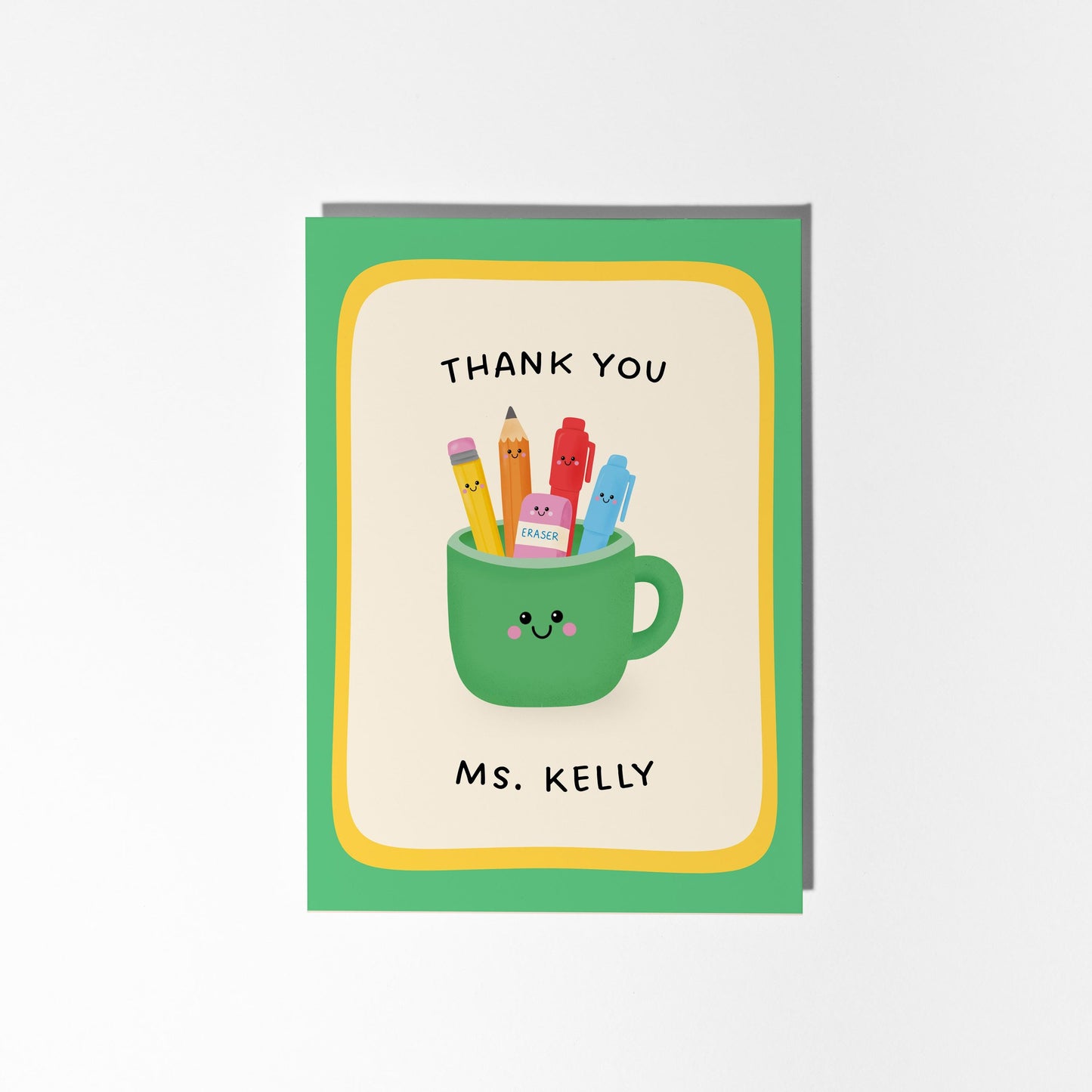 Personalised Teacher Card, Custom Thank You Teacher Greeting Card, Cute Illustrated End of Year Teacher Gift - PulpKo