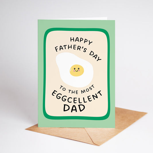 Eggcellent Dad Father’s Day Card, Funny Dad Card, Cute Egg Pun Card from Kids - PulpKo