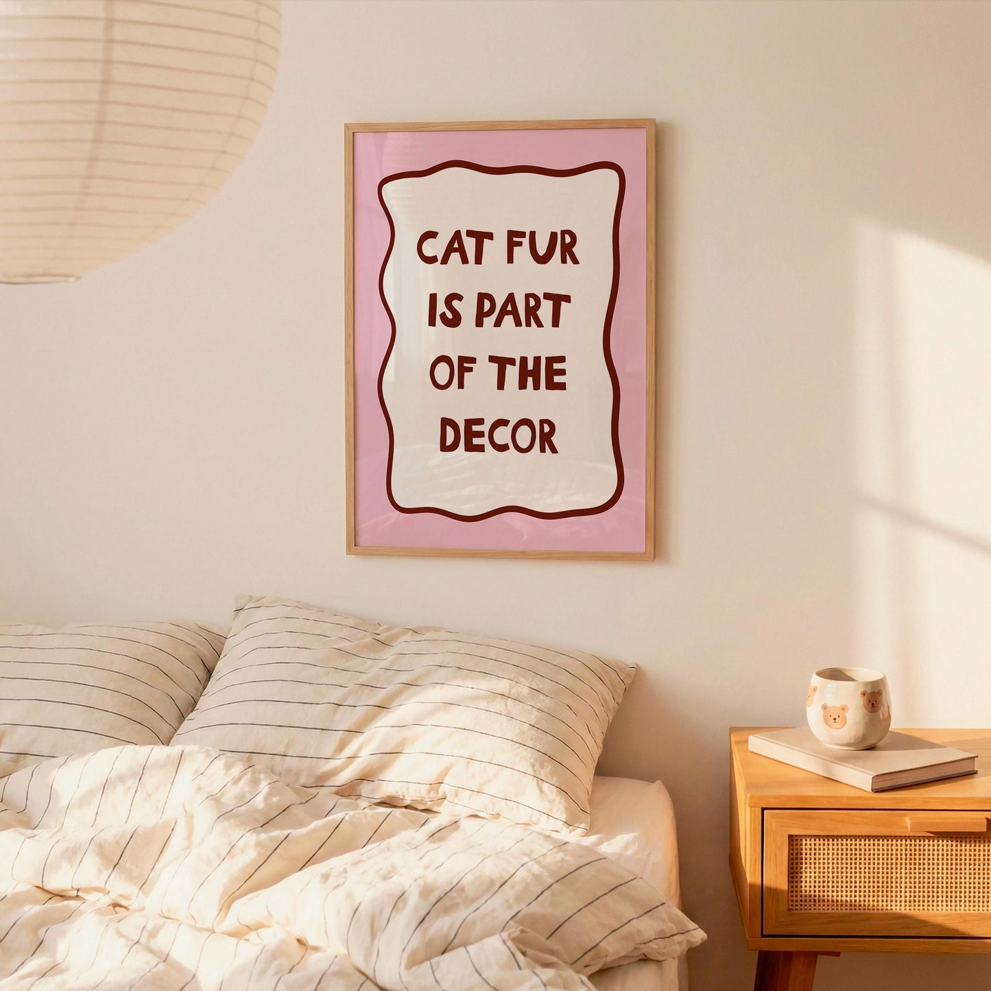 Cat Fur Is Part Of The Decor Wall Art Print, Funny Cat Wall Art Print, Cat Owner Gift - PulpKo