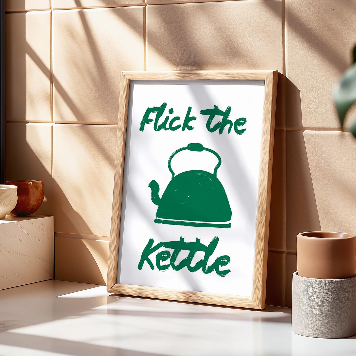 Flick The Kettle Wall Art Print, Hand Drawn Kitchen Wall Art - PulpKo