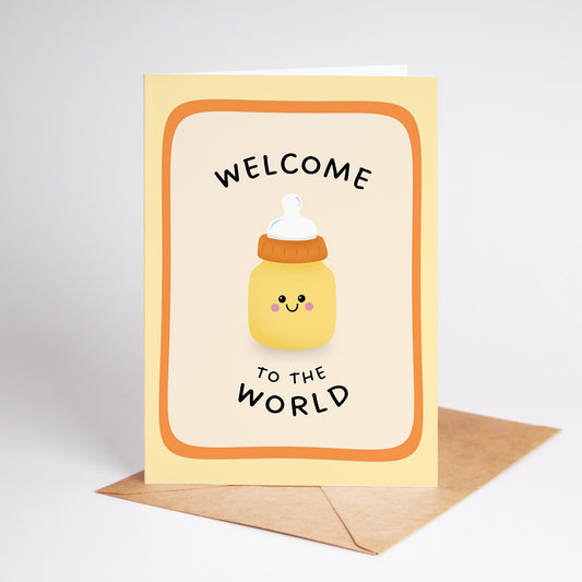 Welcome to the World Card, New Baby Greeting Card, Newborn Gift - PulpKo