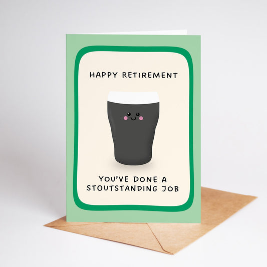 Retirement Congratulations Card, Funny Irish Card, Pint Retirement Card - PulpKo