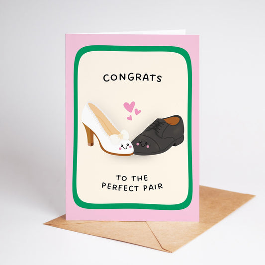 Congratulations Wedding Card, Bride and Groom Card, Cute Wedding Card - PulpKo