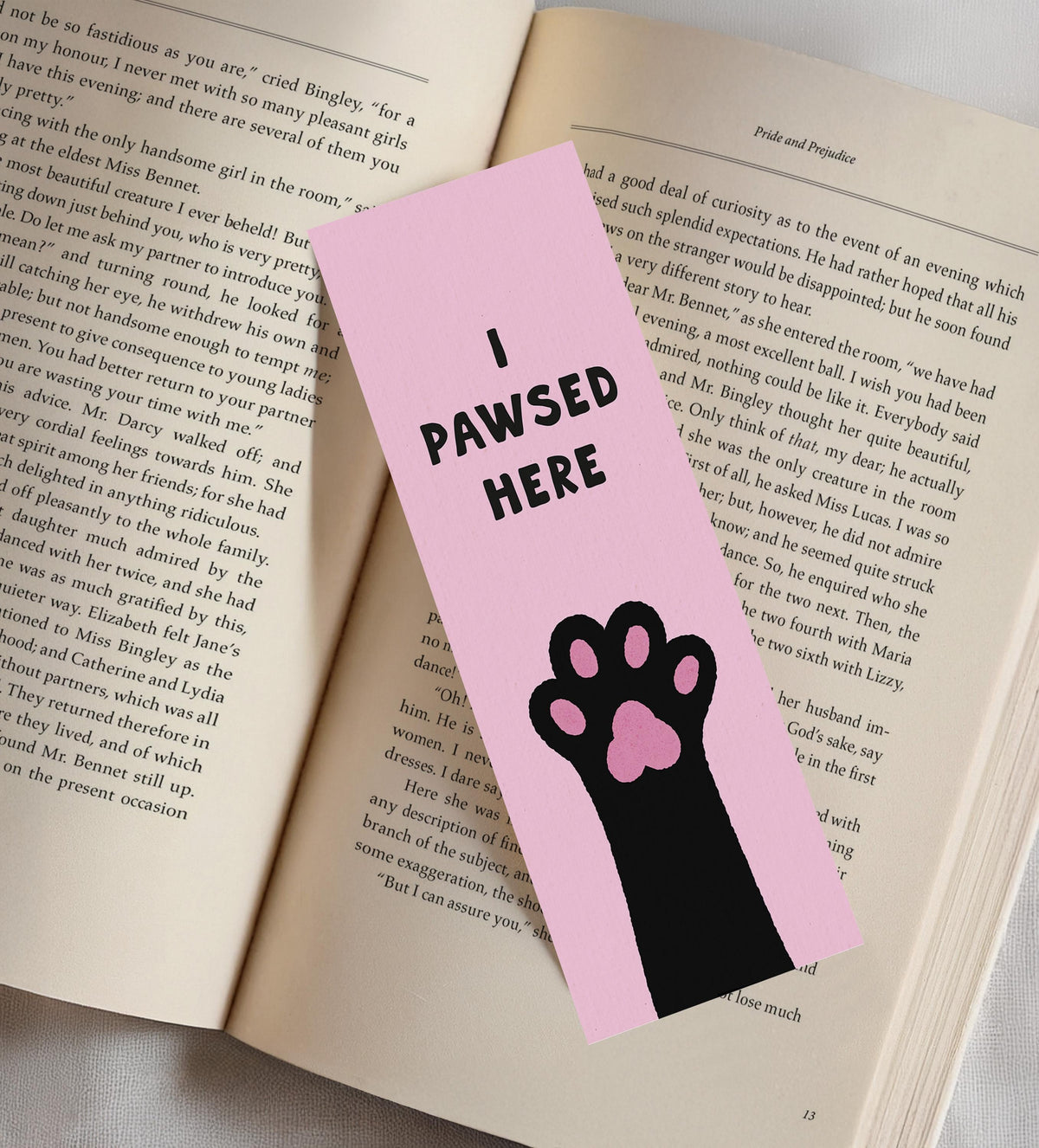 I Pawsed Here Bookmark, Funny Cat Bookmark, Cat Lover Gift, Book Lover Gift - PulpKo