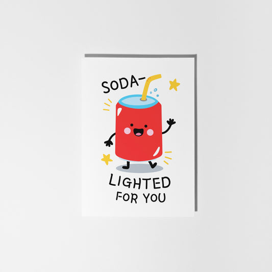 Cartoon soda can with a straw on a white background