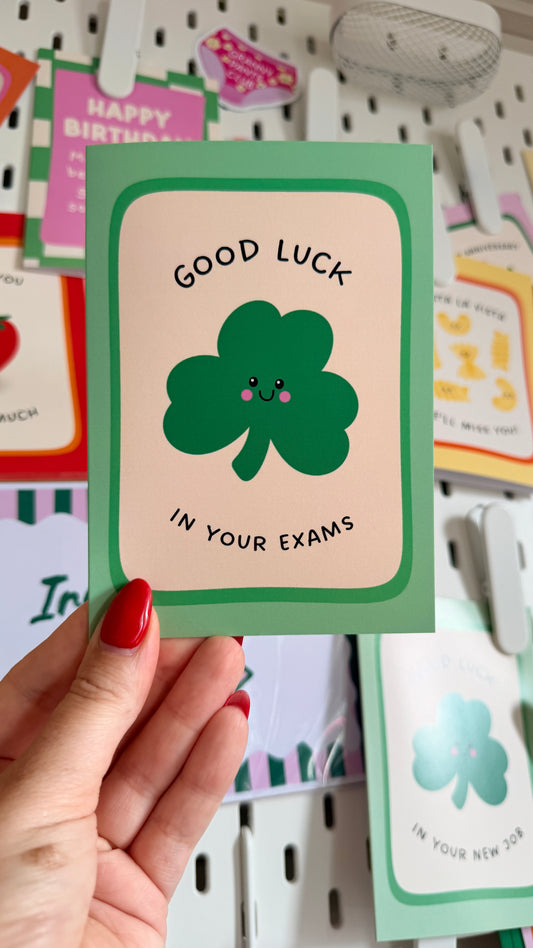 "Good Luck in Your Exams" Shamrock Card (Seconds)