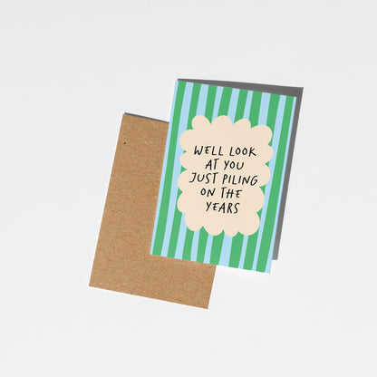 Greeting card with text on a white background