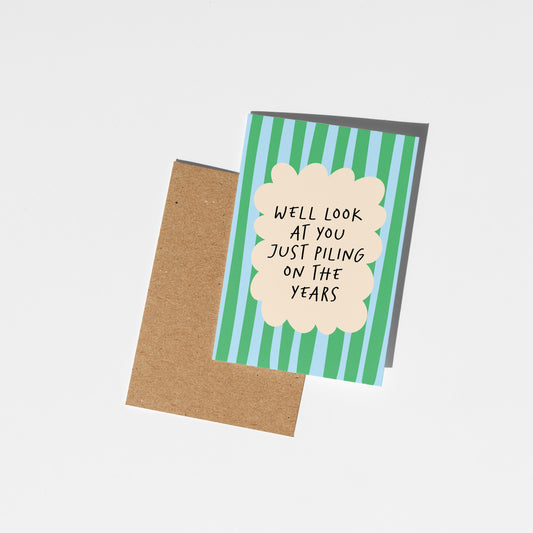Greeting card with text on a white background