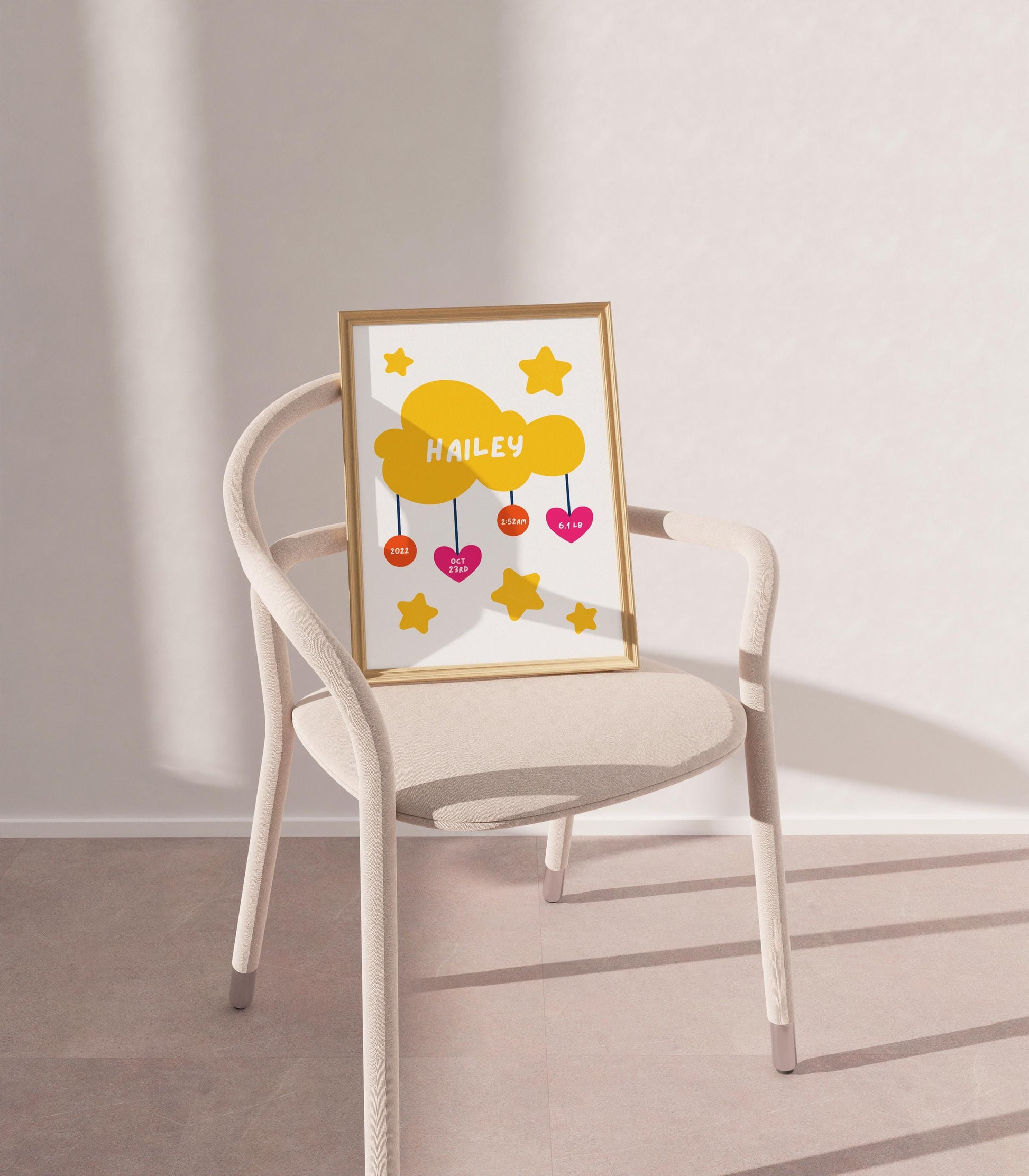 Personalised New Baby Wall Art Print, Perfect for New Baby Gift - PulpKo
