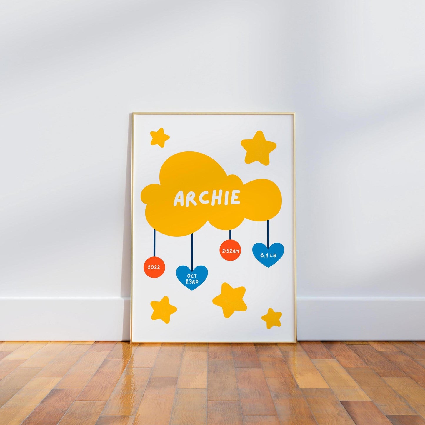 Personalised New Baby Wall Art Print, Perfect for New Baby Gift - PulpKo
